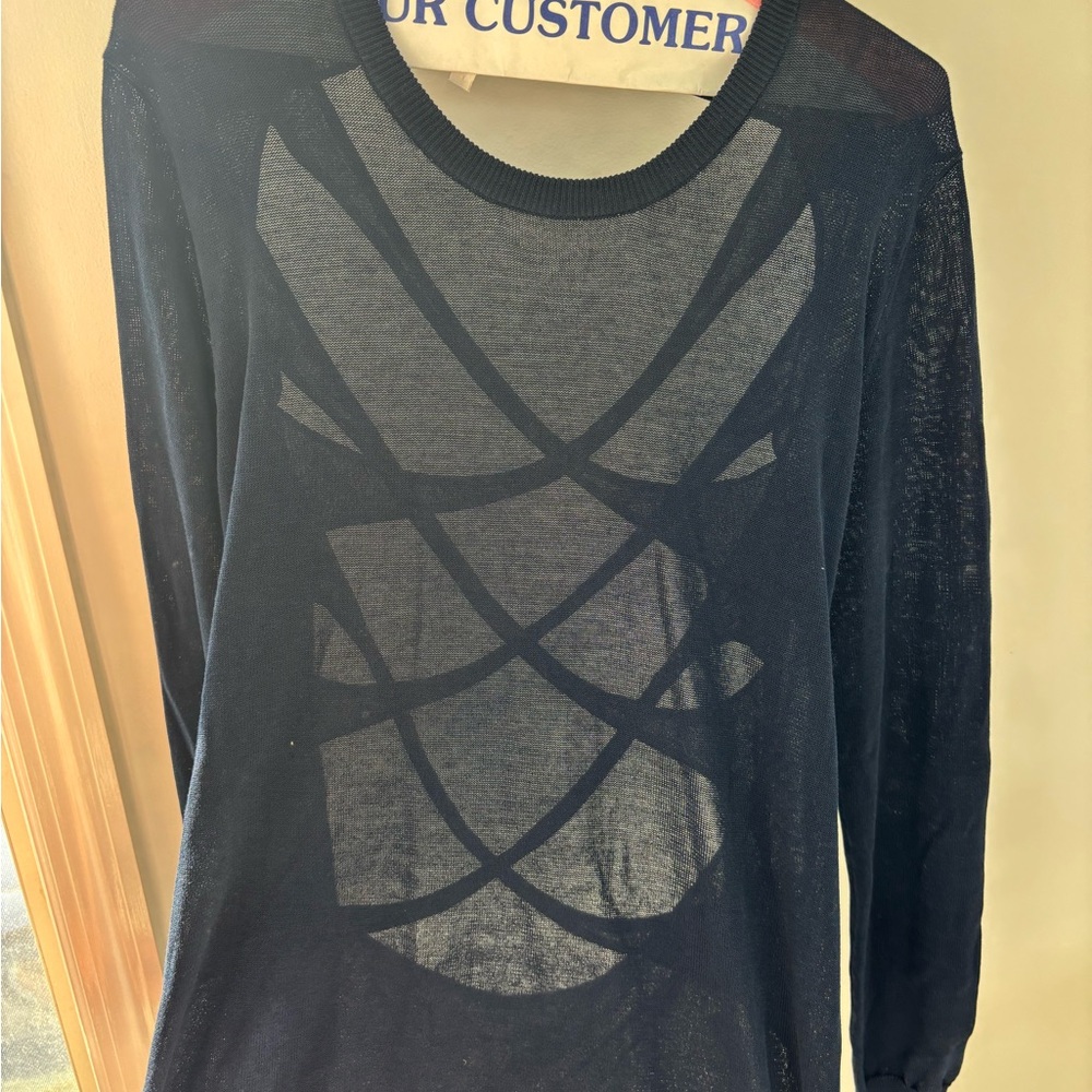 A.L.C Criss Cross Open Back Navy Blue Knit Long Sleeve